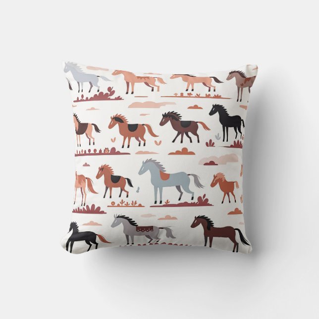 Pillow with abstract horses. (Front)