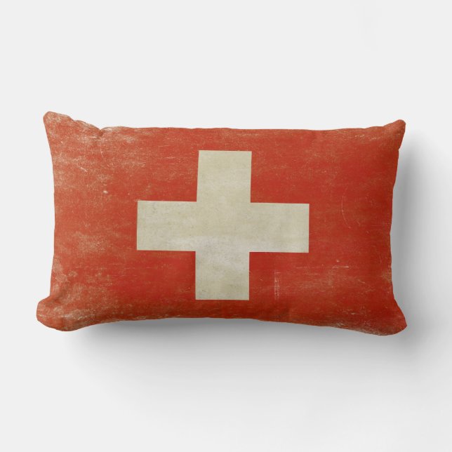 Pillow with Distressed Switzerland Flag (Front)