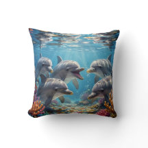 Pillow with dolphins.