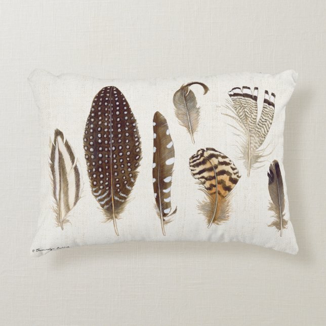 Pillow with gorgeous handpainted feathers! (Front)
