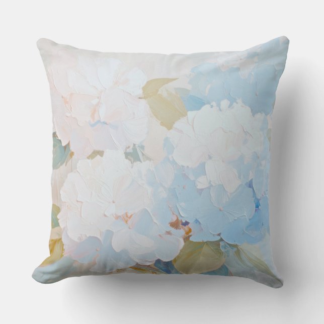 Pillow with Hydrangeas, Summer Flowers (Front)