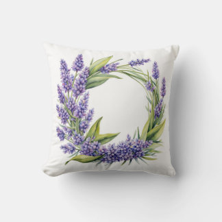 Pillow with lavender wreath