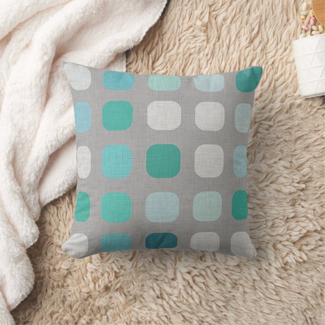 Pillow With Mint Green Aqua Blue Retro  Pattern (Blanket)