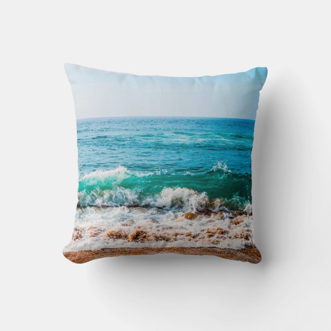 Pillow with ocean waves print (Front)