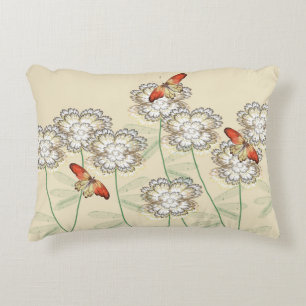 Pillow with Painted Butterflies & Digital Flowers
