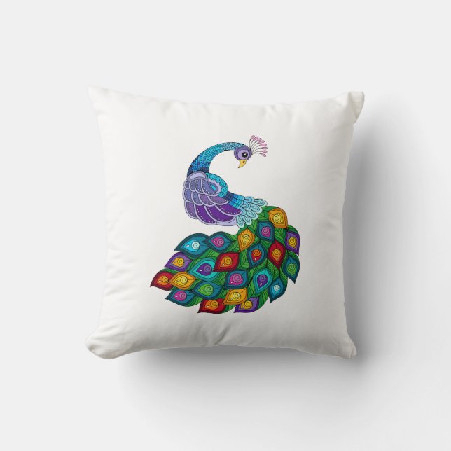 Pillow with Peacock pattern (Front)
