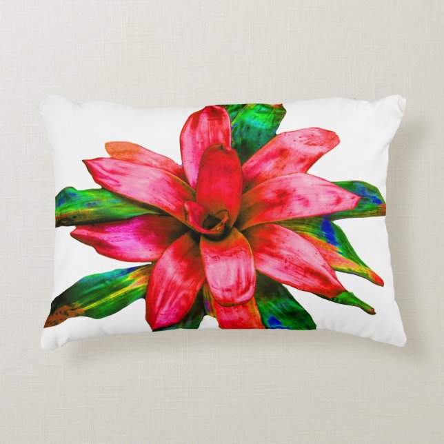 Pillow with Red Bromeliad (Front)