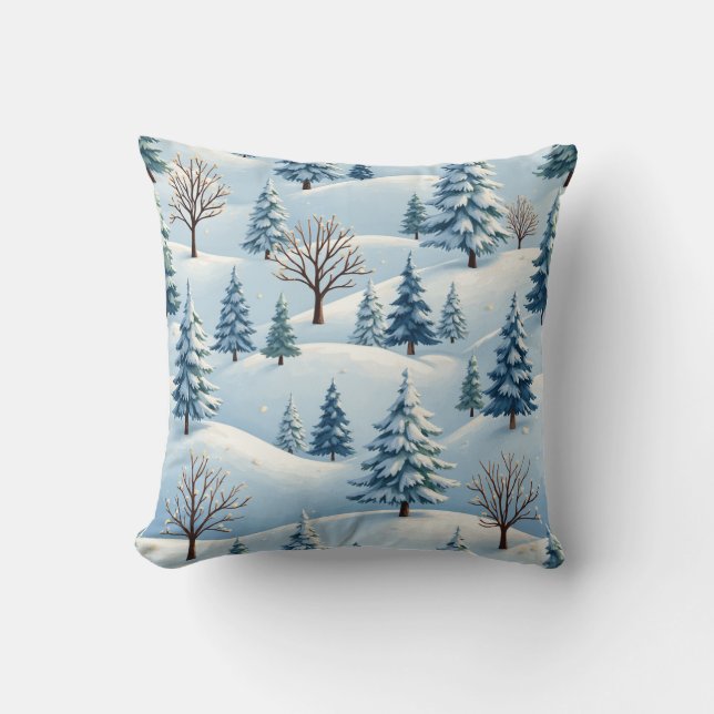 Pillow with snowy winter background (Front)