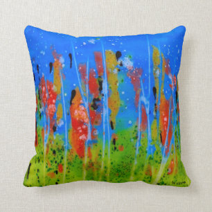 Pillow with splashed-colors