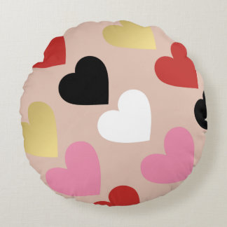 Pillow with stylish and colourful hearts