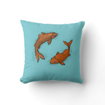 Pillow with swimming carps
