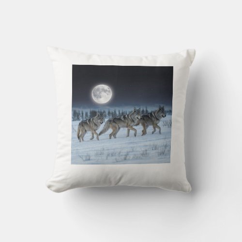 pillow with wolf pack