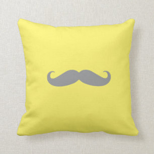 Pillow - Yellow with Gray Mustache