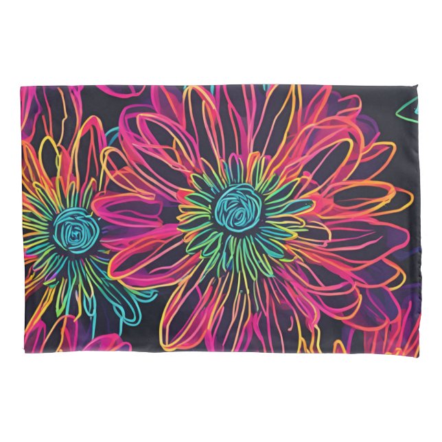 Pillowcase Neon Pink Flowers (Front)
