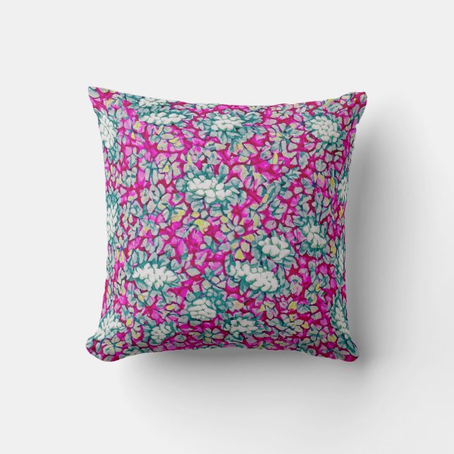 Pillowcase with pink decoration, pink pattern throw pillow (Front)
