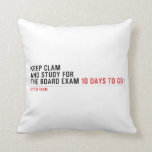 keep clam  and study for  the board exam  Pillows