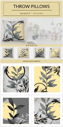 Pillows | Gray & Yellow Watercolor Designs