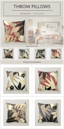 Pillows | Modern Earth Tone Botanical Patterns