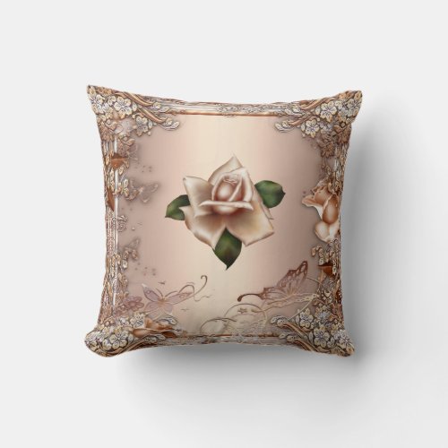 Pillows Roses Beige Cream Gold Floral