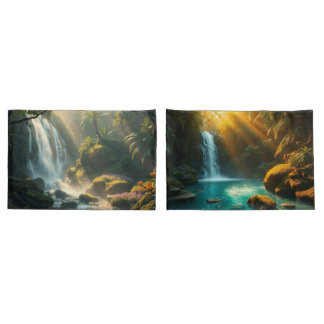 Pillows with a calming waterfal  pillow case