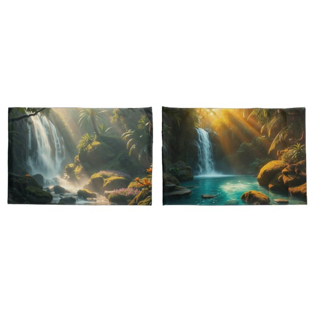 Pillows with a calming waterfal  pillow case (Back-Set)