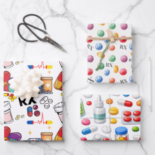 Pills Capsule Medicine Pharmacist Med Student Gift Wrapping Paper Sheets