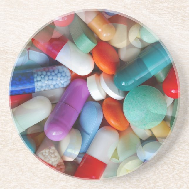 pills drugs drink coaster (Front)