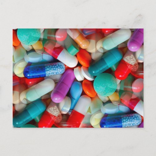 pills drugs postcard
