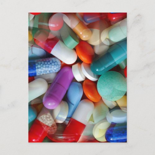 pills drugs postcard