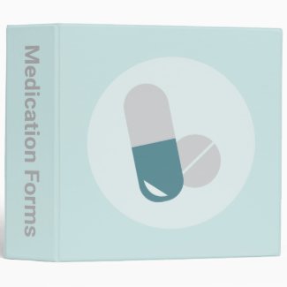 Pills - Medications graphic; blues & grays 3 Ring Binder