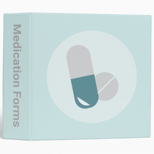 Pills _ Medications graphic blues  grays 3 Ring Binder