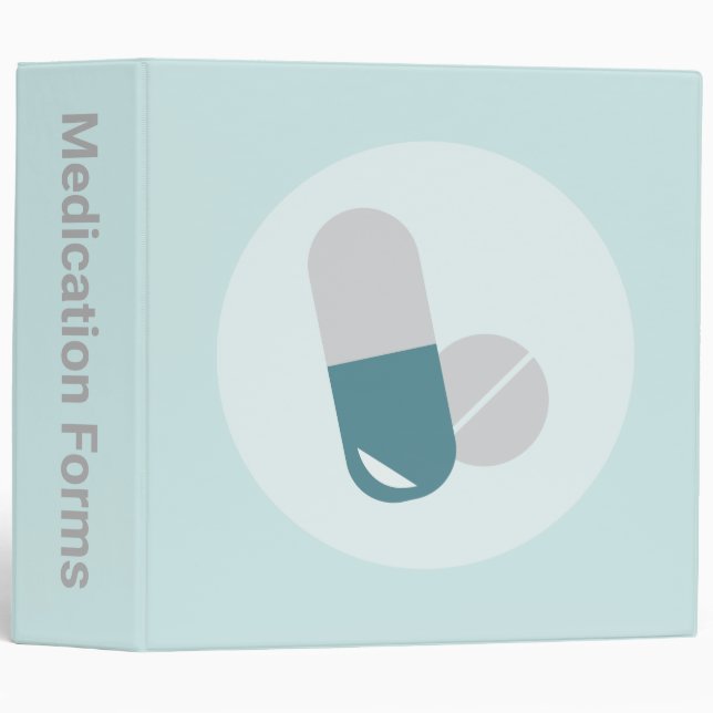 Pills - Medications graphic; blues & grays 3 Ring Binder (Front/Spine)