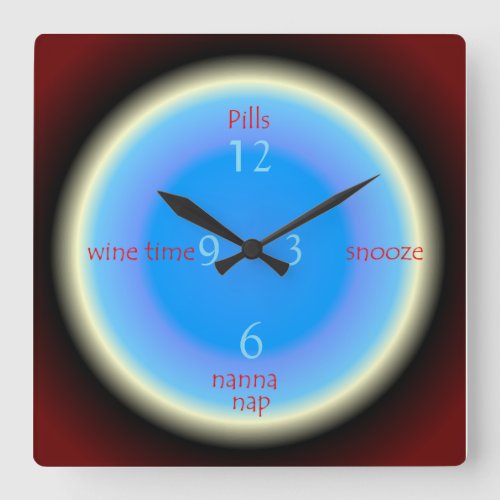 Pills Wine Time Snooze Nanna Nap Funny Clocks