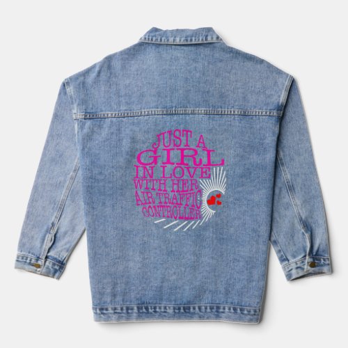 Pilot A Girl In Love With Her Air Traffic Controll Denim Jacket