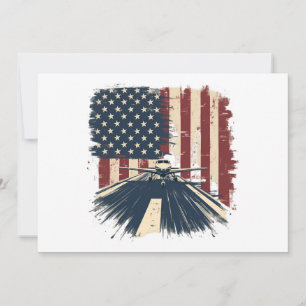 Pilot Airplane American Flag Plane Aviation Invitation