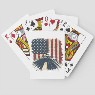 Pilot Airplane American Flag Plane Aviation Poker Cards
