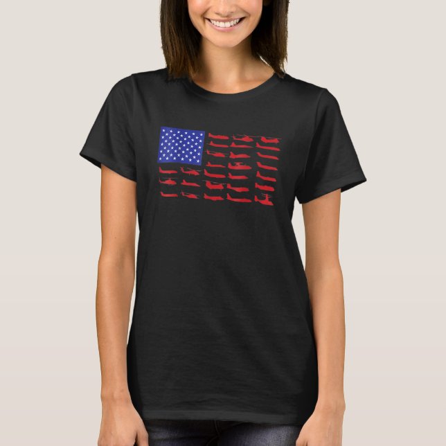 Pilot Airplane American Flag Plane T-Shirt (Front)