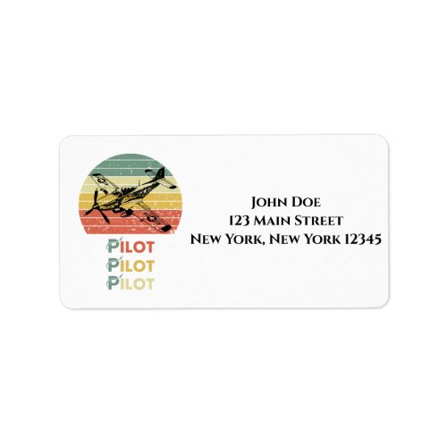 Pilot Airplane Aviation Retro Sunset Vintage Label