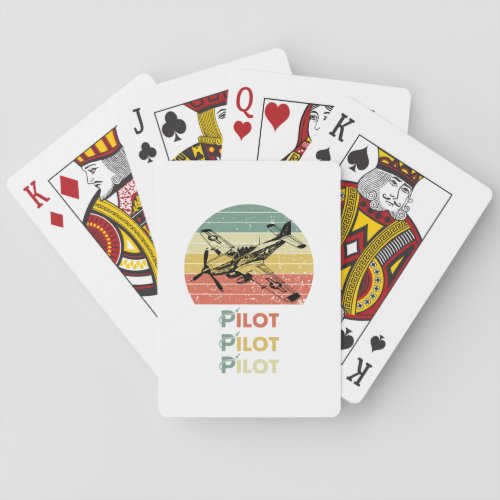 Pilot Airplane Aviation Retro SunsetVintage Playing Cards