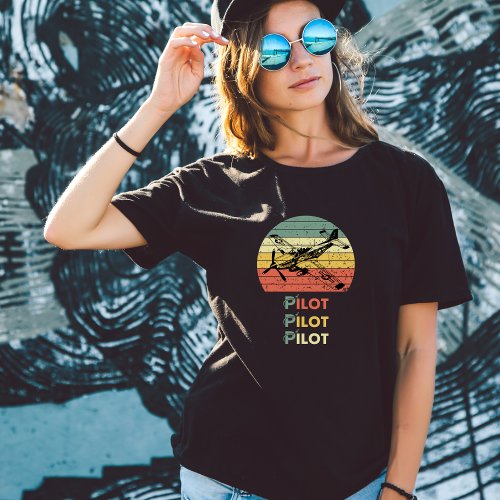 Pilot Airplane Aviation Retro Vintage Fun T_Shirt