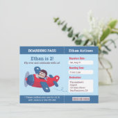 Pilot Airplane Boarding Pass Birthday Party Blue Invitation (Standing Front)