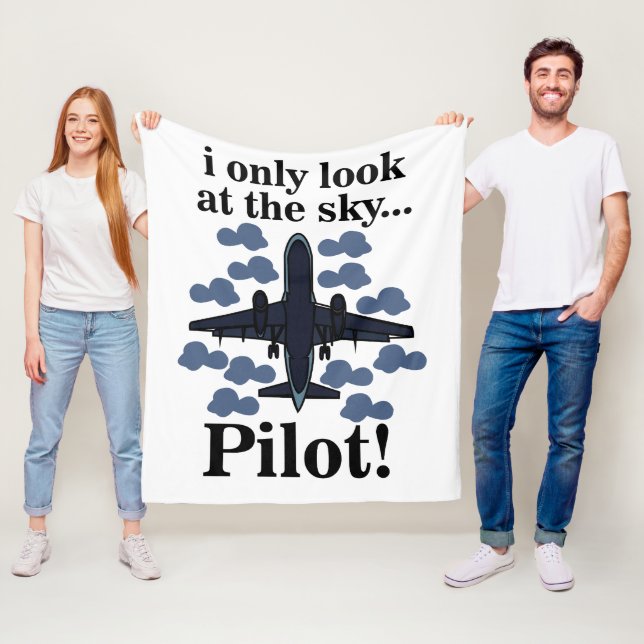 Pilot Airplane I Only Look At The Sky Pilot Fleece Blanket (In Situ)