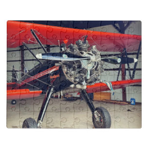 Pilot Airplane in hangar Dad Aviation Birthday Jigsaw Puzzle