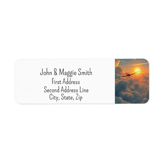Pilot Airplane Plane Flying Sky Sunset Label (Front)