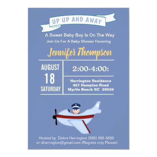 Pilot and Airplane Baby Shower Invitation | Zazzle.com