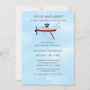 Pilot and Airplane Baby Shower Invitation