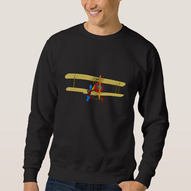 Pilot And Biplane Airplane Sweatshirt (Front)