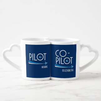 Pilot and Co-Pilot Couple's Personalized Coffee Mu Mug Set