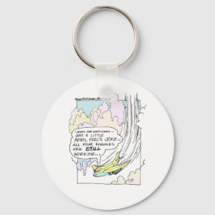 Pilot April Fools Cartoon Funny Gifts & Tees Keychain