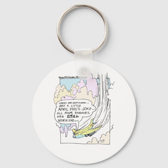 Pilot April Fools Cartoon Funny Gifts & Tees Keychain (Front)